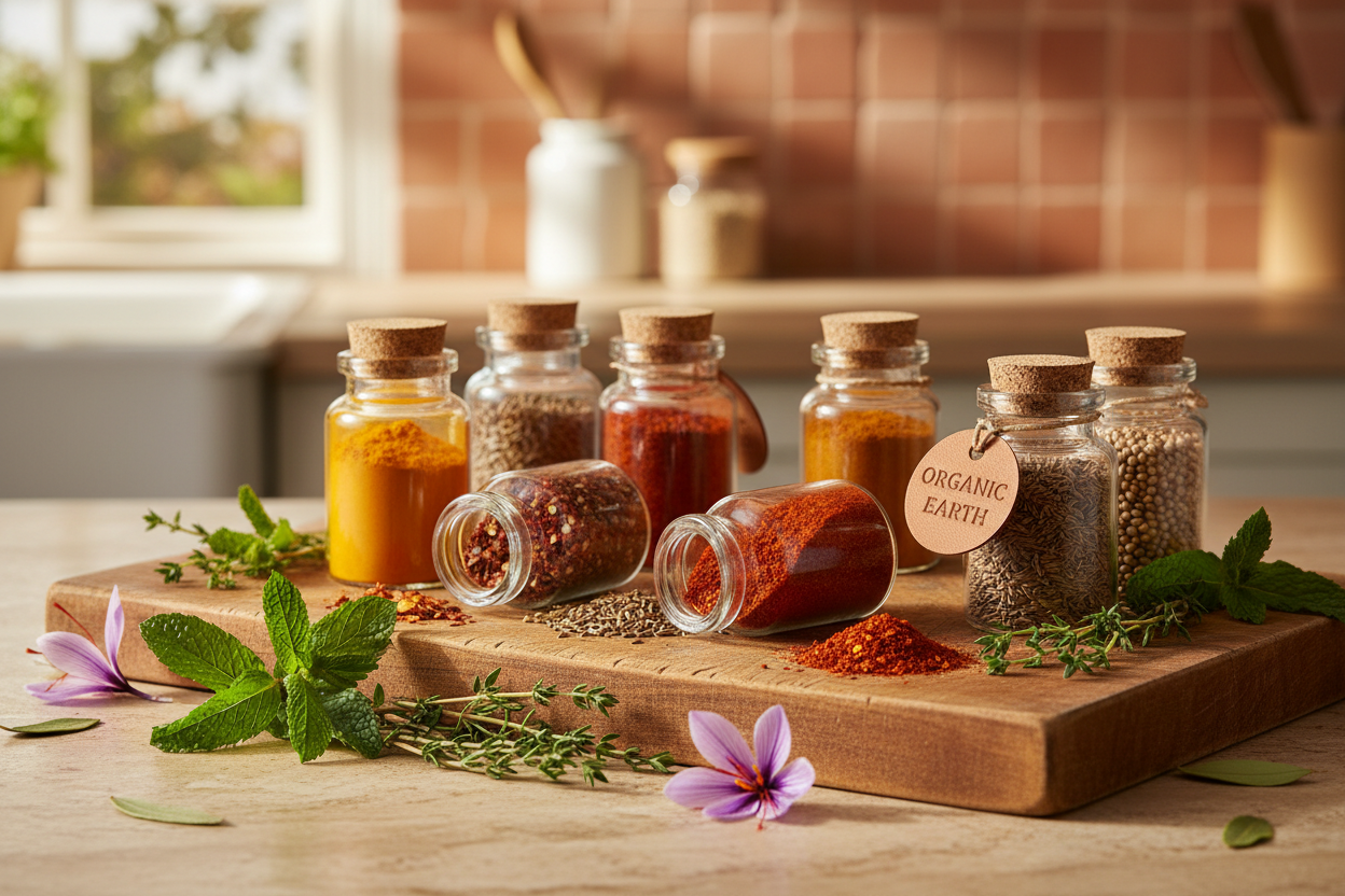 Organic spices kitchen slider